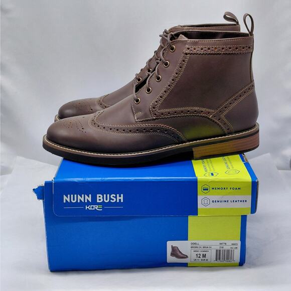 Nunn Bush Mens Chukka Boots Size 12M Brown Leather Wingtip Brogue Lace Up Shoes - Picture 11 of 12